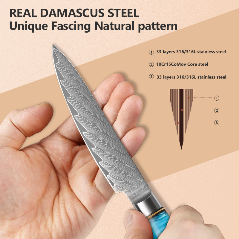 5-Inch Utility Knife Damascus  - Japanese Knife review and price